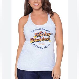 Harley Davidson Women’s Size S Muscle‎ Tank Top Light Gray Wisconsin HD Biker